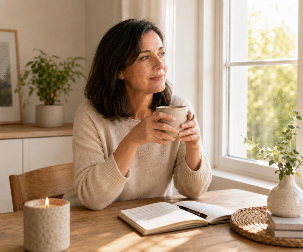 Frau bei ihrer Morgenroutine, Hypnosepraxis Basel
